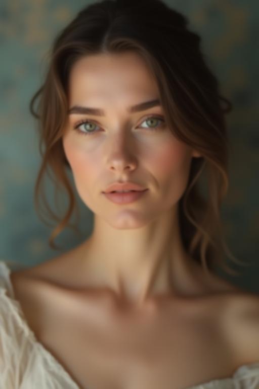 Example portrait from portfolio: serene woman against a backdrop