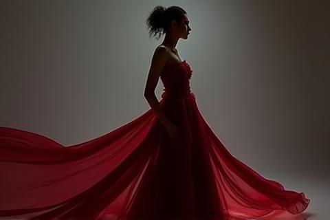Fashion model posing dramatically in elegant clothing for an editorial shot