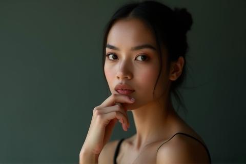 Elegant portrait photograph of a thoughtful individual