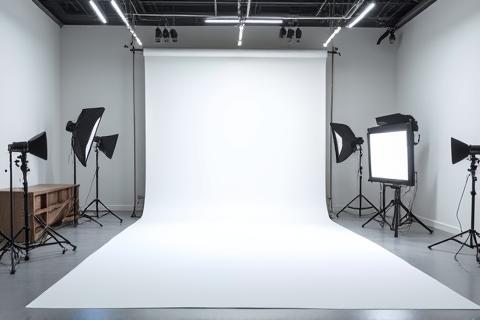 Clean, spacious, and professional photo studio interior setup